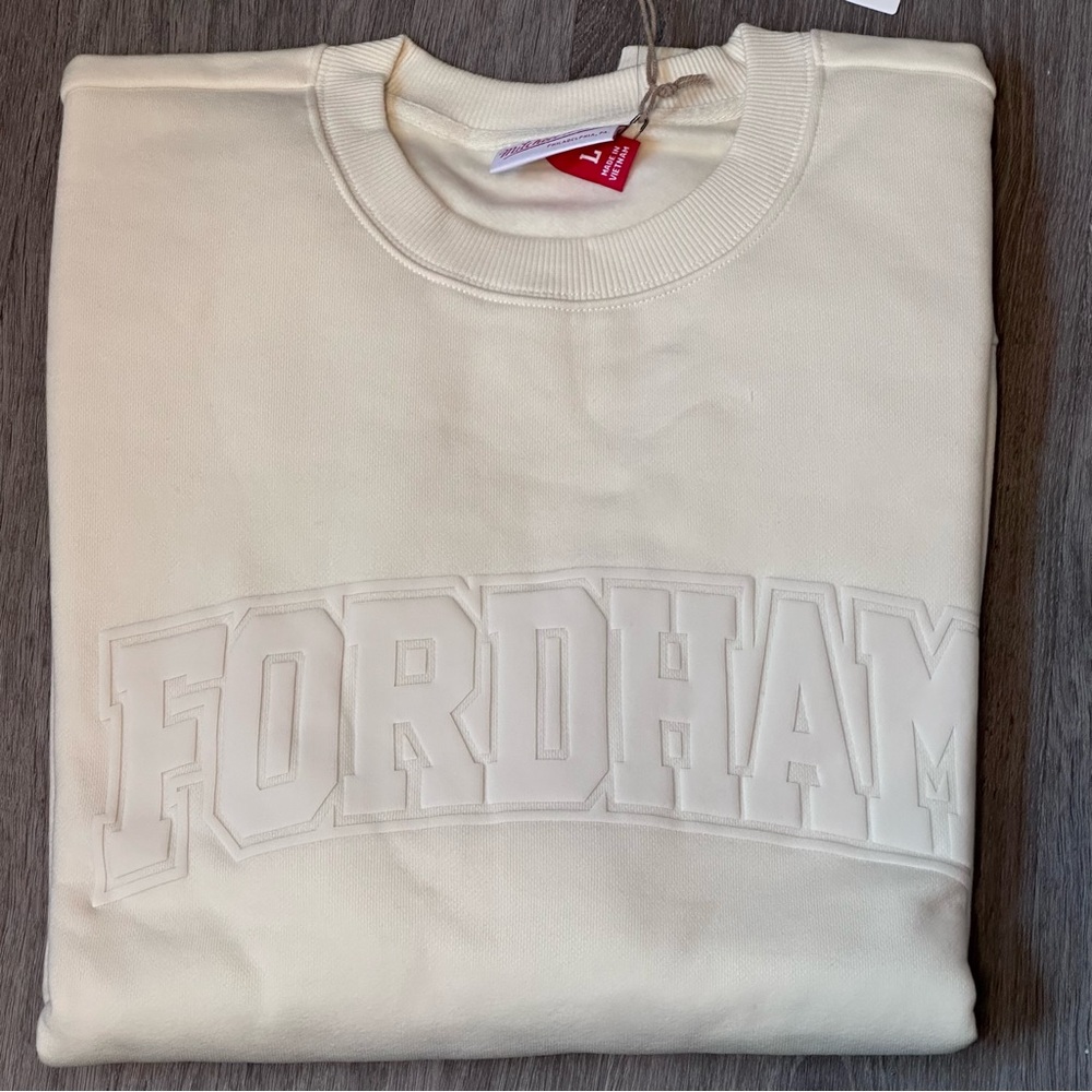 Mitchell & Ness | Cream Fordham Puff Print Crewneck | Size L - NWT!